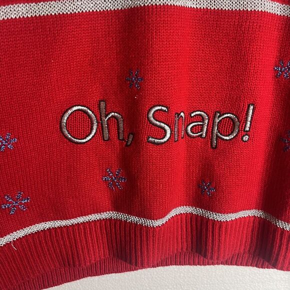 Jolly Sweaters Red Christmas Knit Sweater Gingerbread Oh Snap size xl - Picture 3 of 5